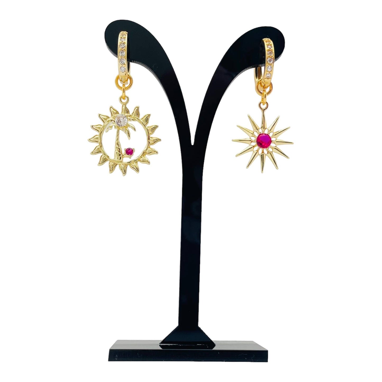 Pendientes de aro rosa de verano