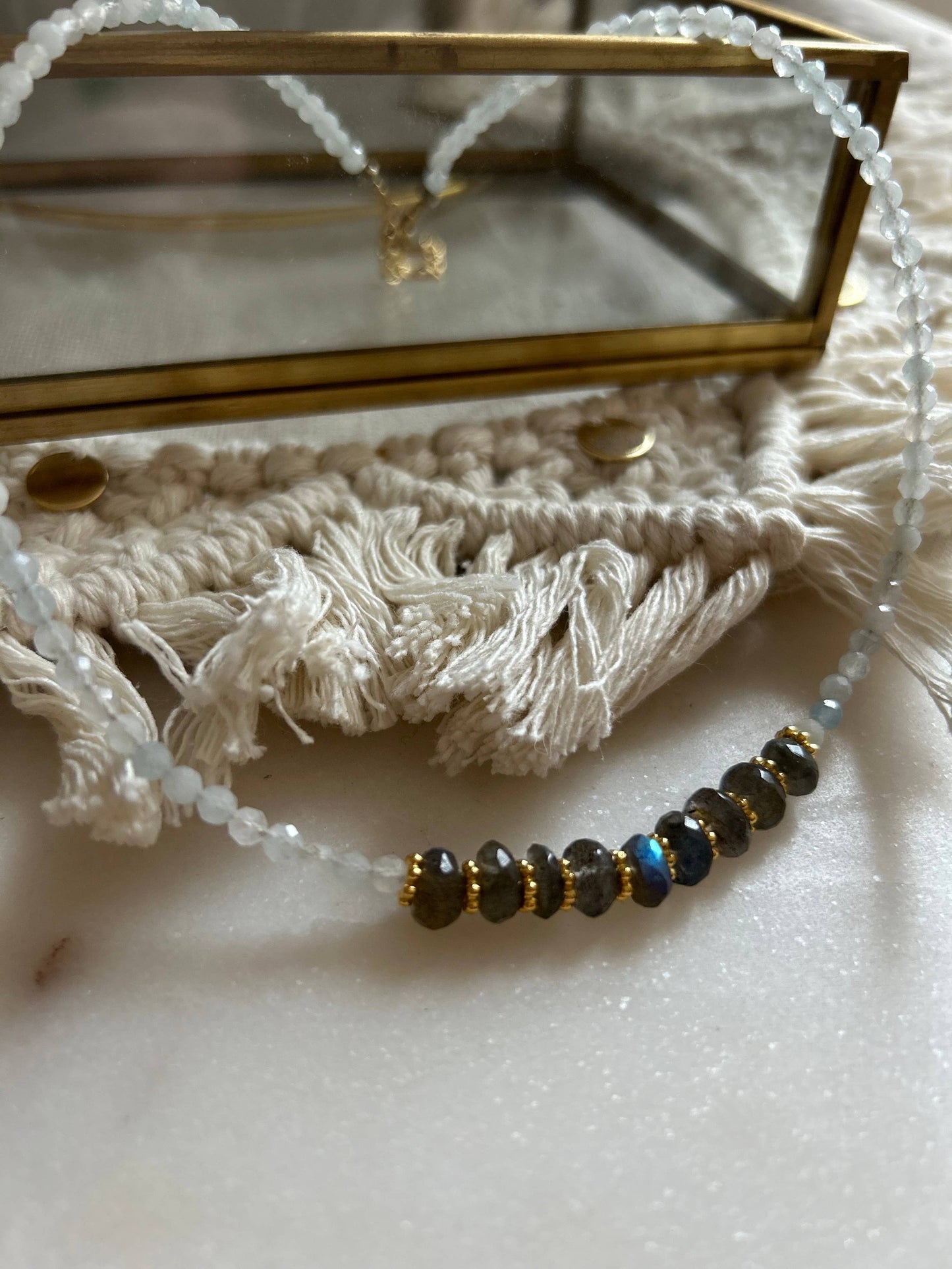 COLLAR AGUAMARINA Y LABRADORITA