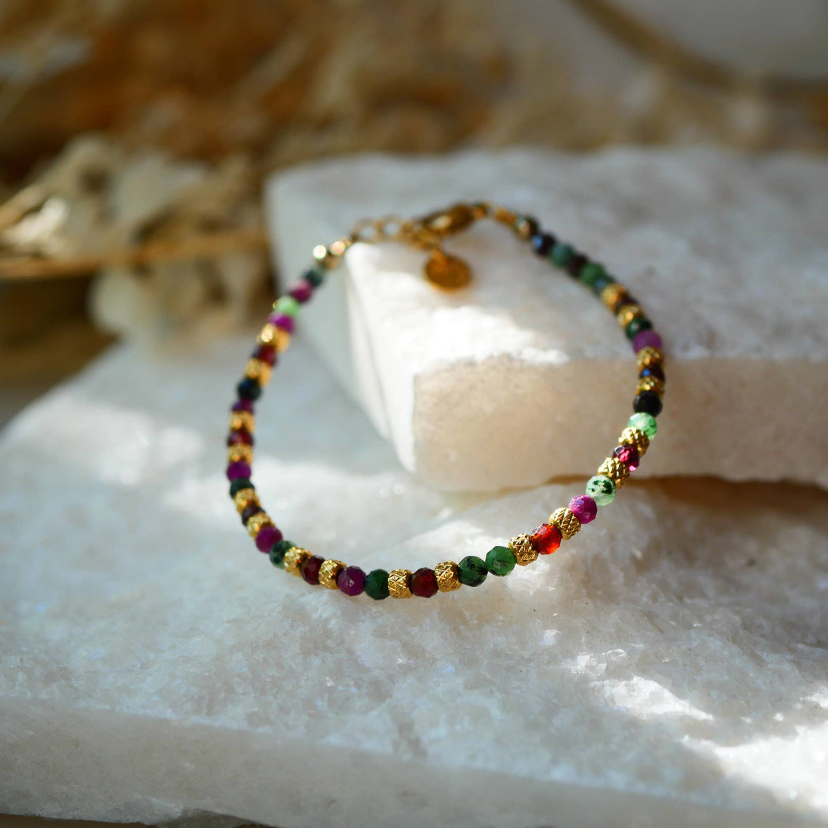 Pulsera Santulan de Granate y Rubí Zoisita