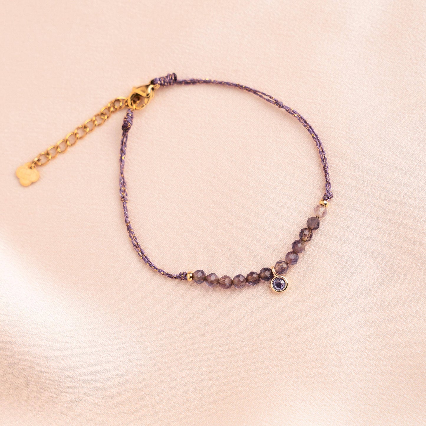 Pulsera de Amatista Natural y Zirconia Ajustable para Mujer