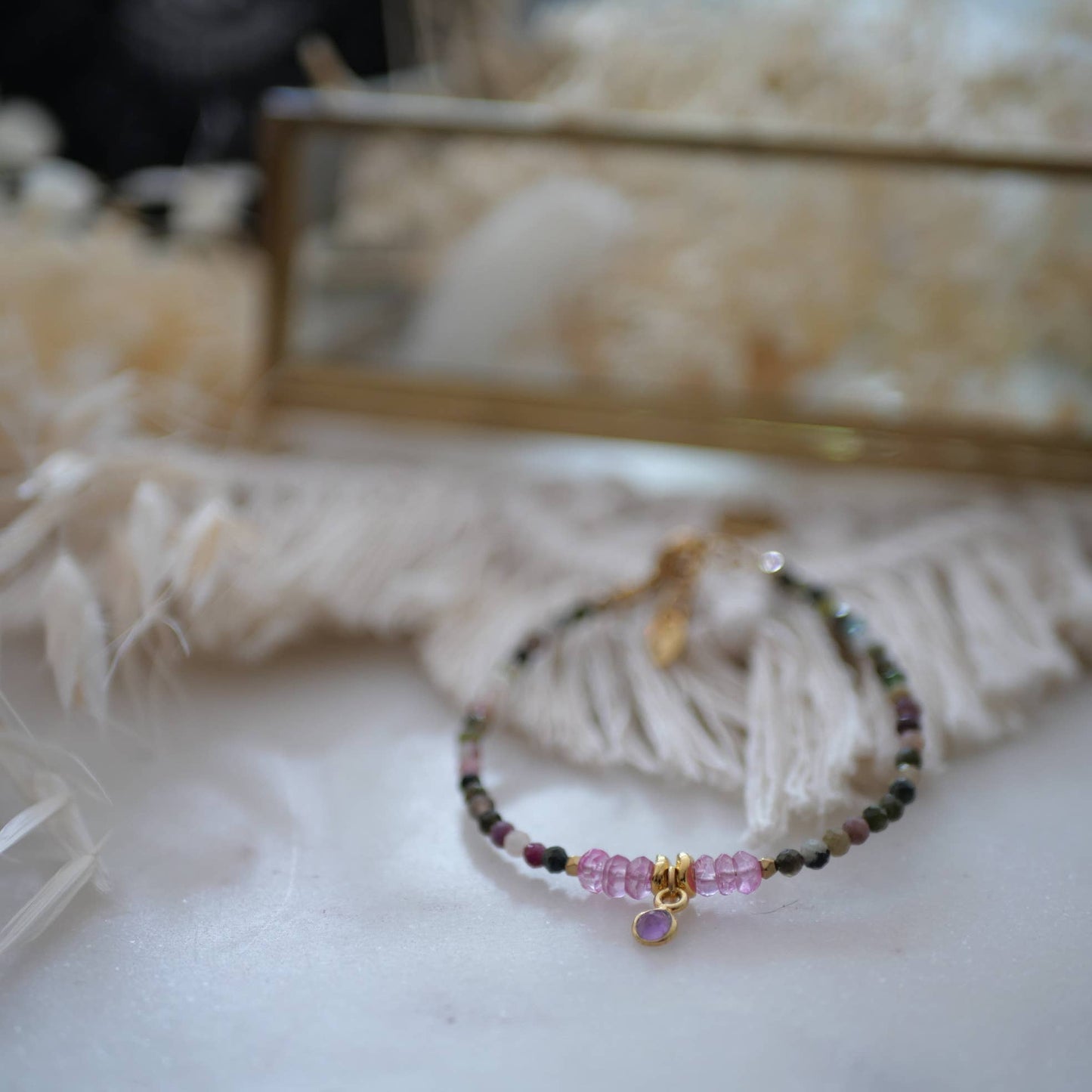 PULSERA KARISHMA TURMALINA Y TOPACIO ROSA