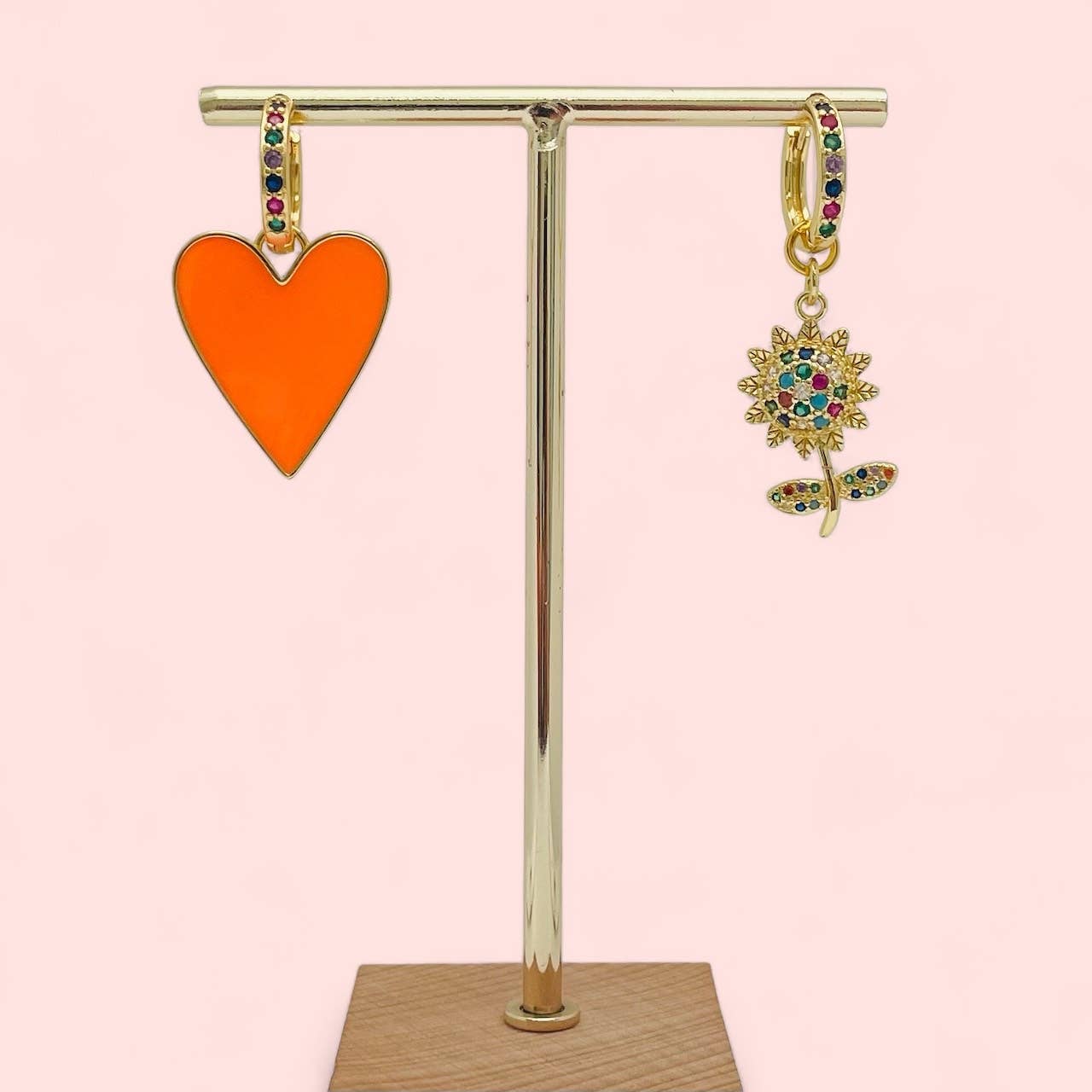 Pendientes de aro Flora Heart