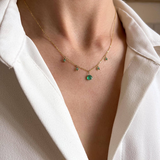 Collar fino cadena de acero inoxidable colgantes piedras