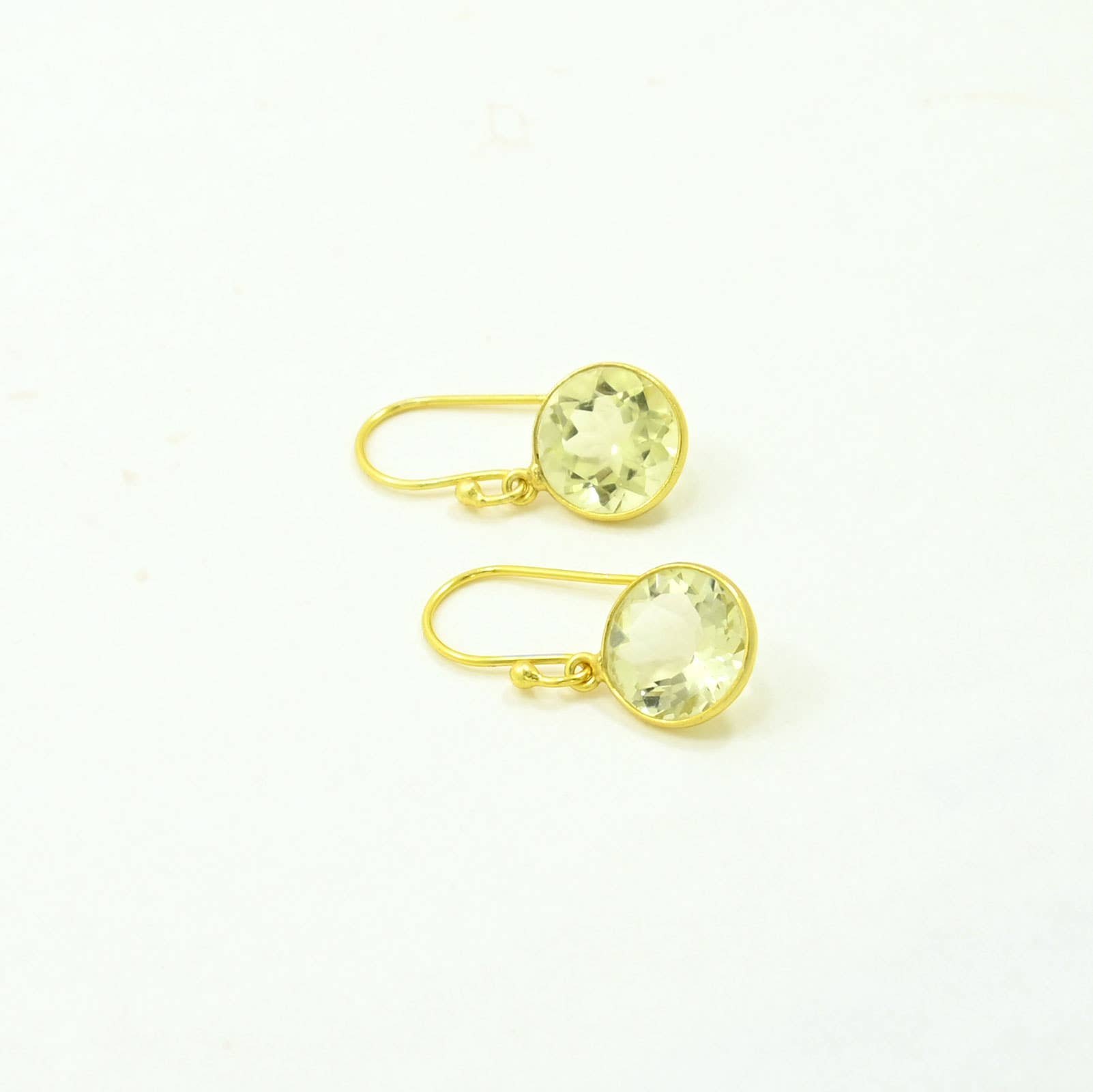 Pendiente de Piedra Preciosa Redonda Plata 925 - Cuarzo Limón