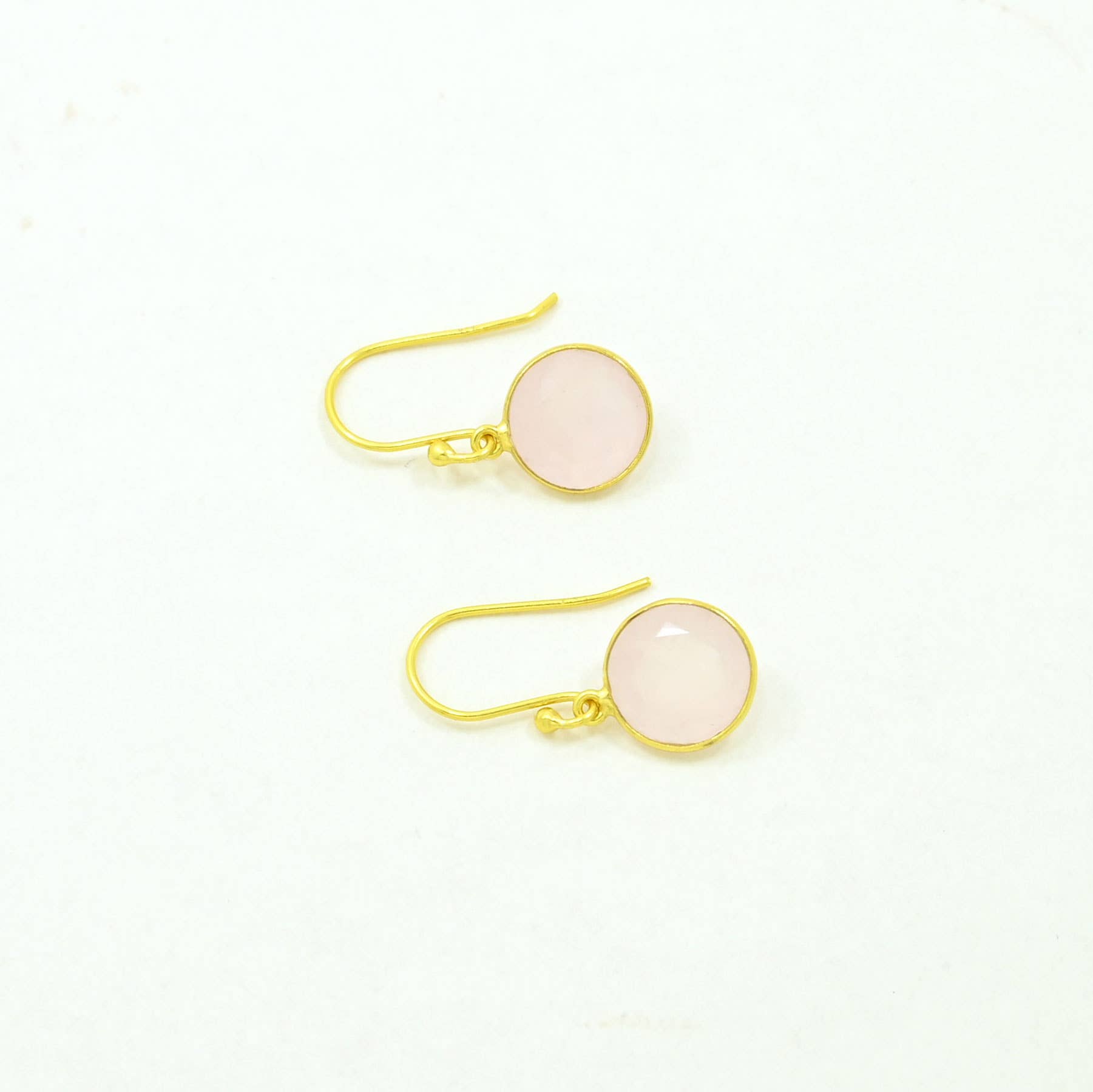 Pendiente de Piedra Preciosa Redonda Plata 925 - Cuarzo Rosa