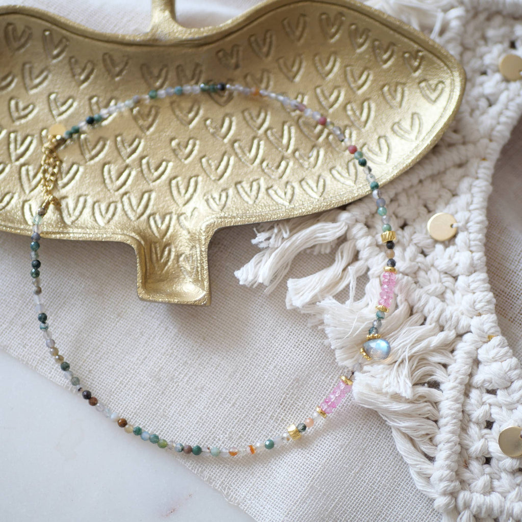 COLLAR GAJRA DE ÁGATA INDIA Y TOPACIO ROSA