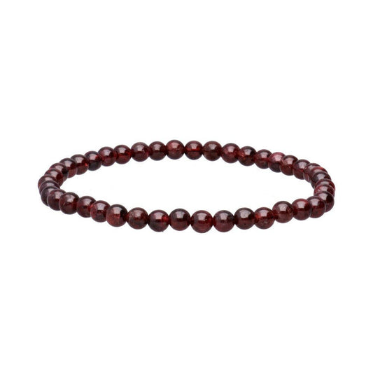 Pulsera de granate con forma de bola lisa de 4 mm