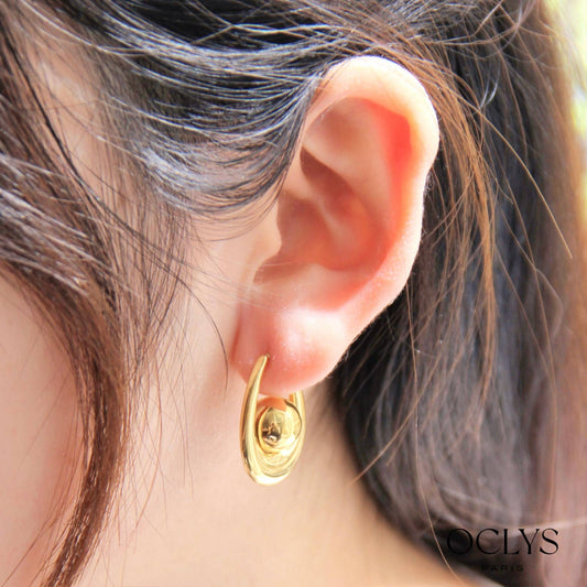 Pendientes colgantes de acero inoxidable con forma de bola Isis