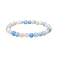 Pulsera de aguamarina y morganita, bola lisa, 6 mm
