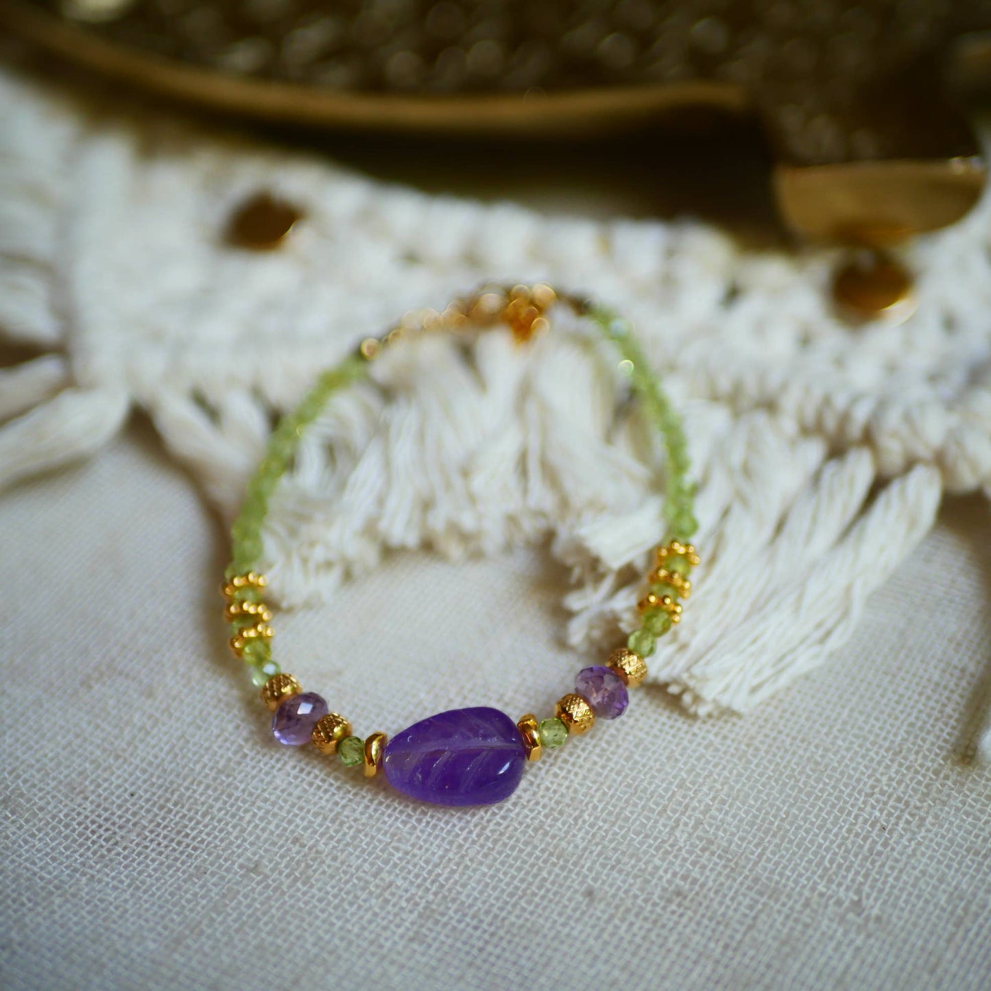 Pulsera Suparna – peridoto y amatista