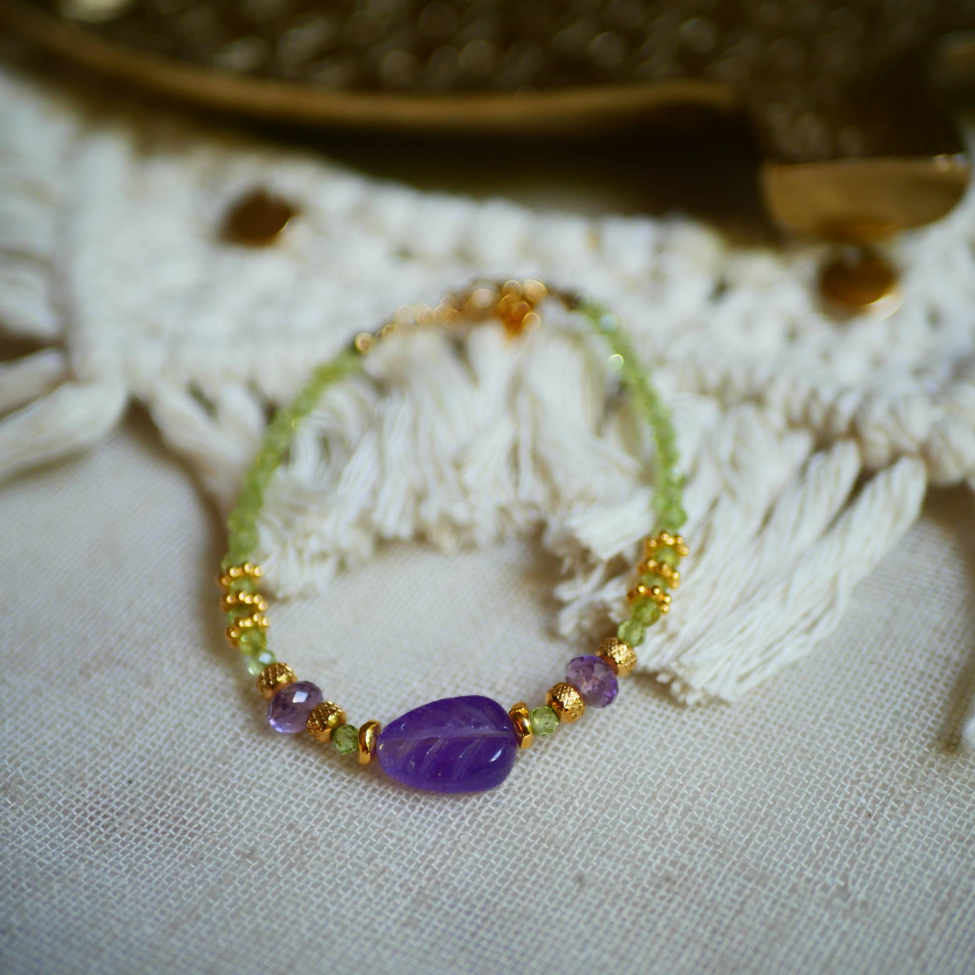 Pulsera Suparna – peridoto y amatista