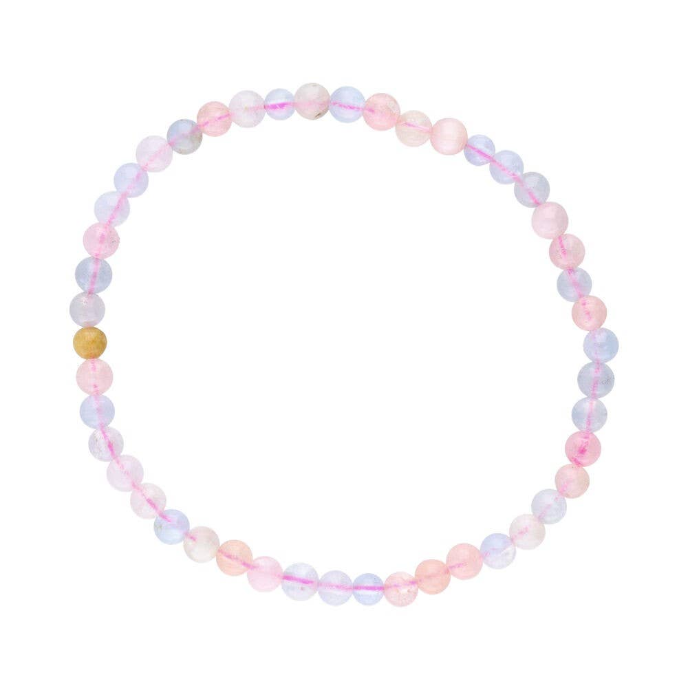 Pulsera de aguamarina y morganita de 4 mm