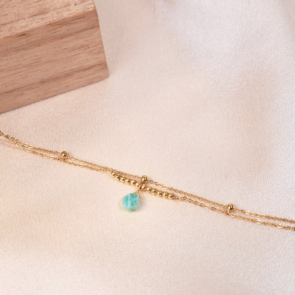 Pulsera de cadena de piedras finas de doble hilera para mujer