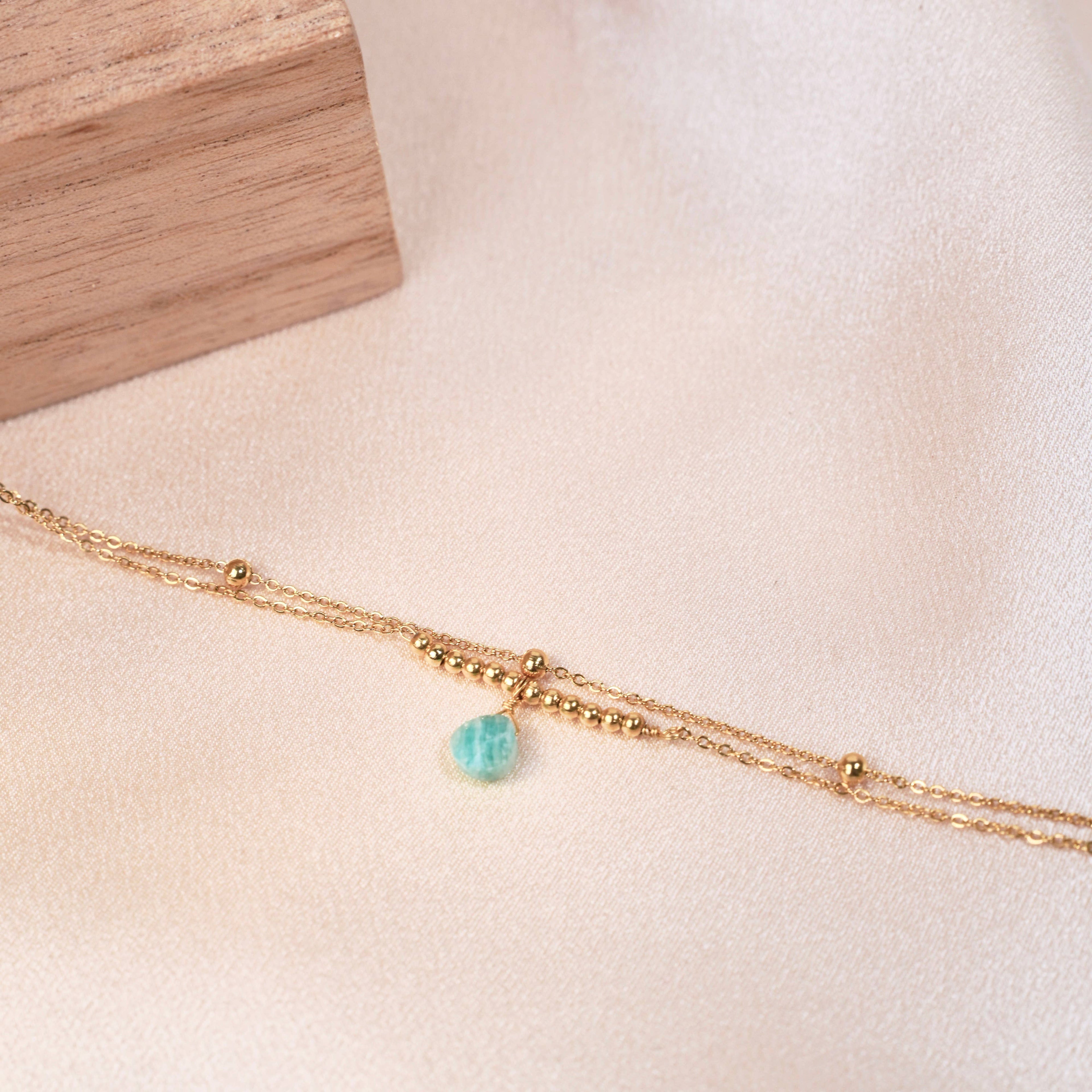 Pulsera de cadena de piedras finas de doble hilera para mujer