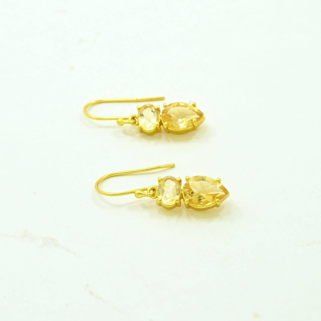Pendientes El Oro de Plata 925 y Citrino Natural