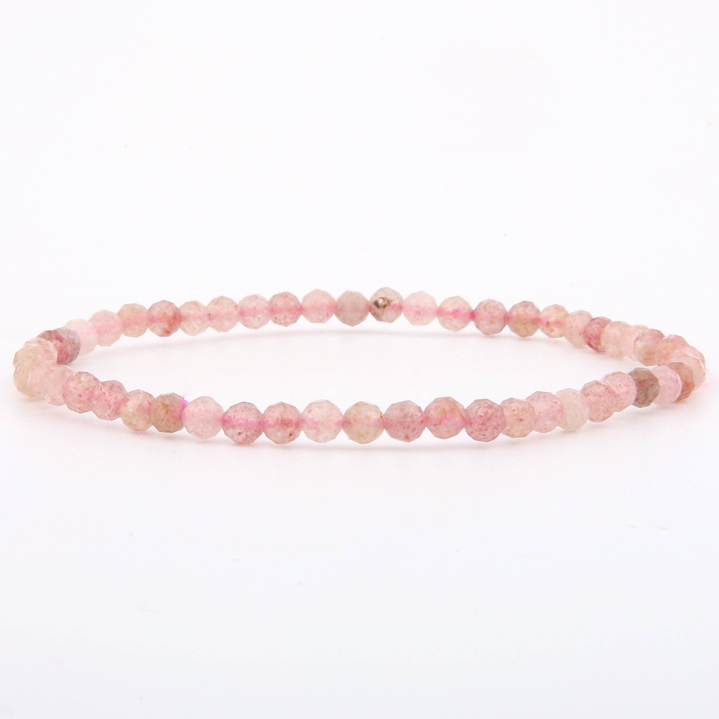 Pulsera de cuarzo fresa facetado 4 mm