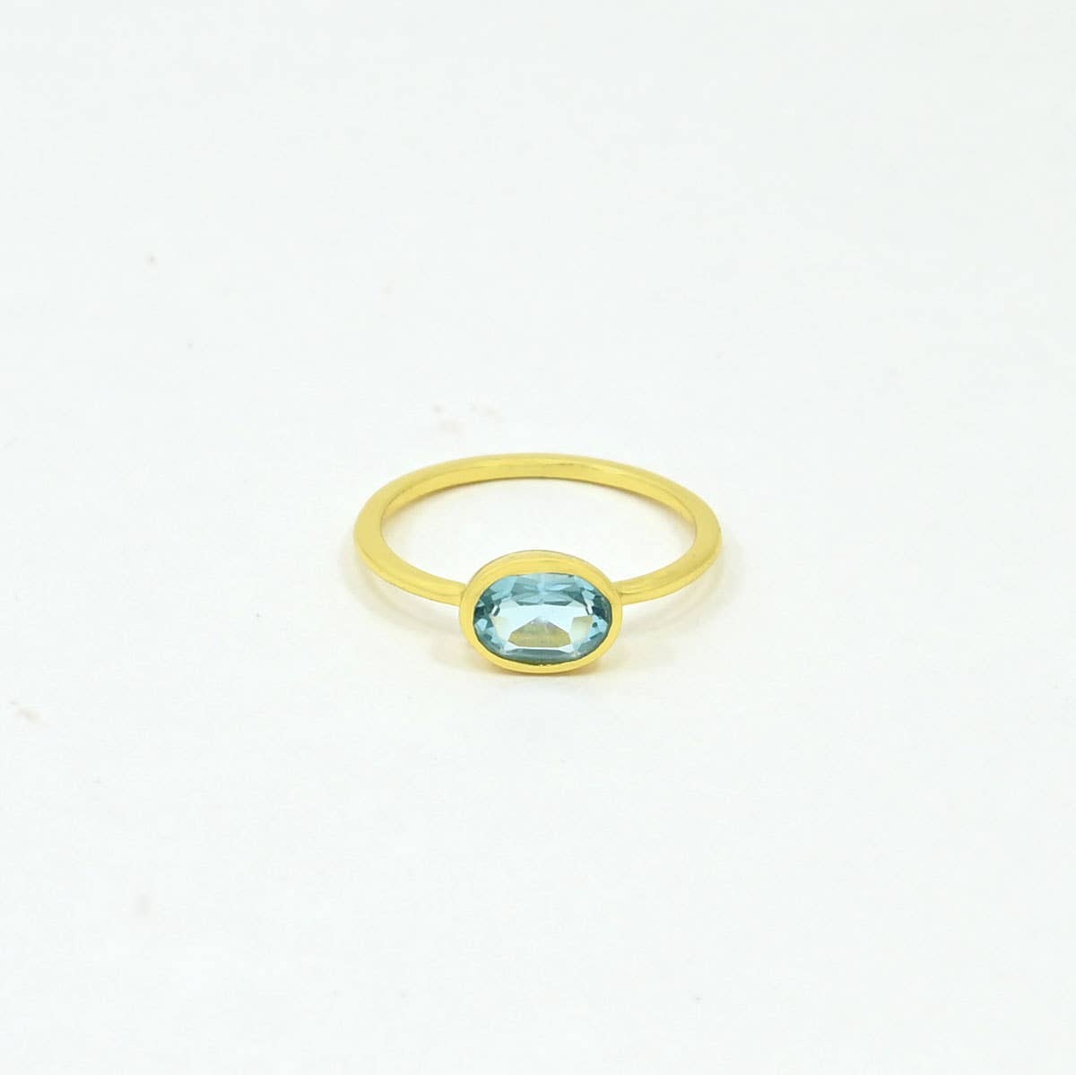 Anillo de Piedra Preciosa Ovalado Oro Plata - Topacio Azul