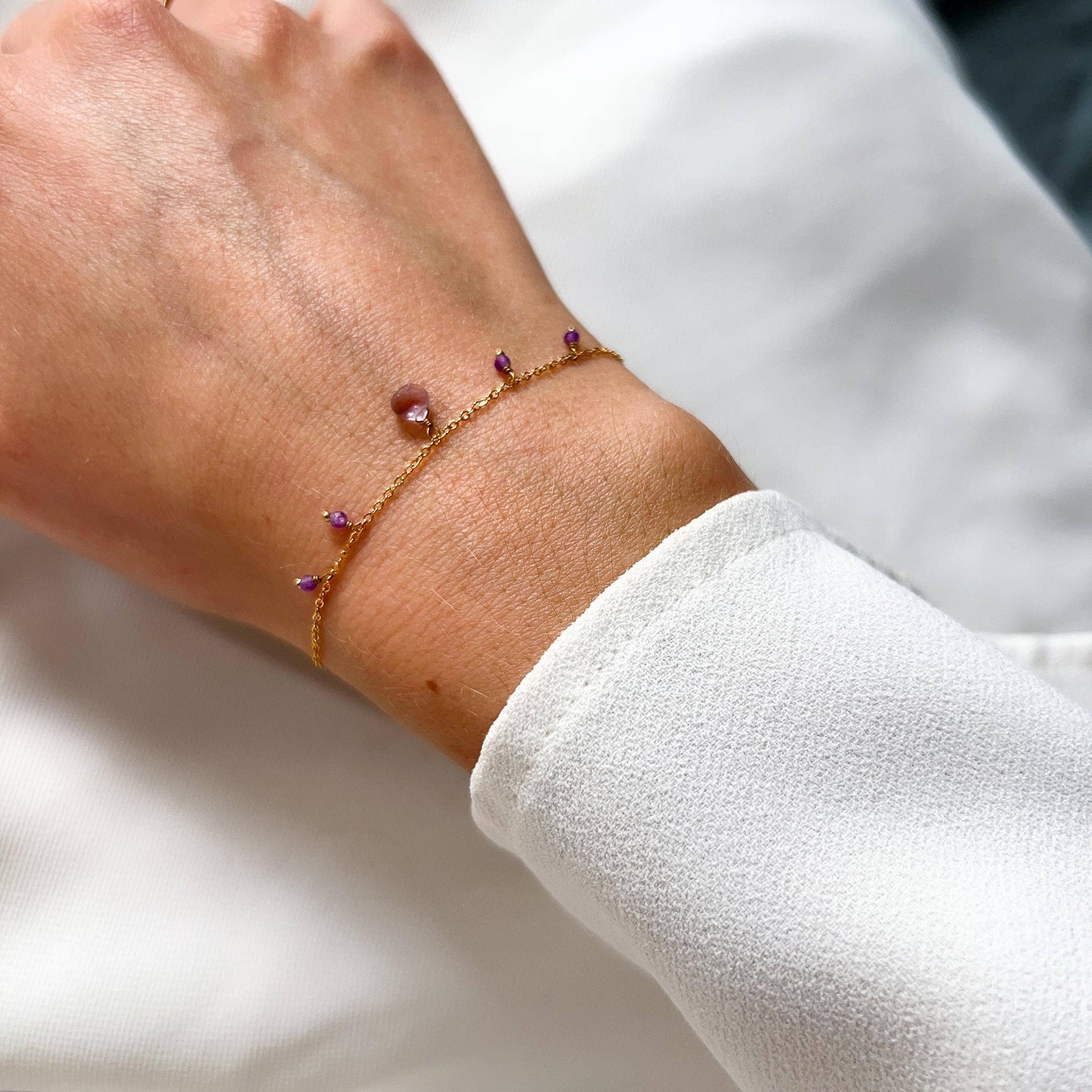 Pulsera Amatista acero inoxidable