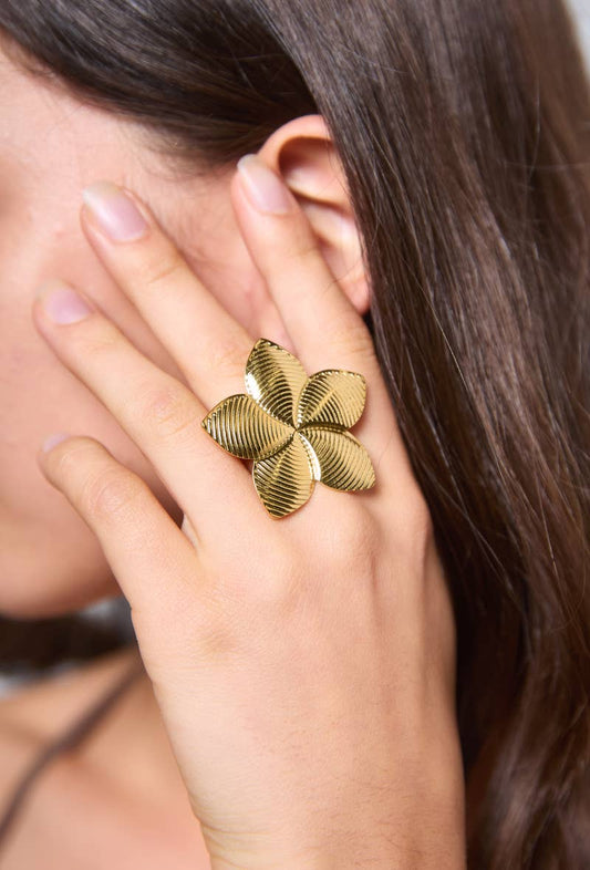 Anillo de flores de acero inoxidable 424YC67