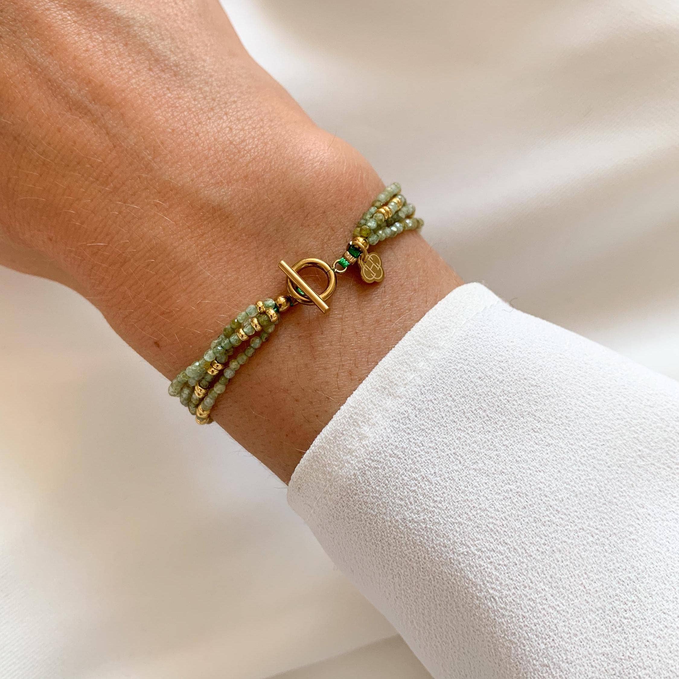 Pulsera piedra fina tsavorita natural verde