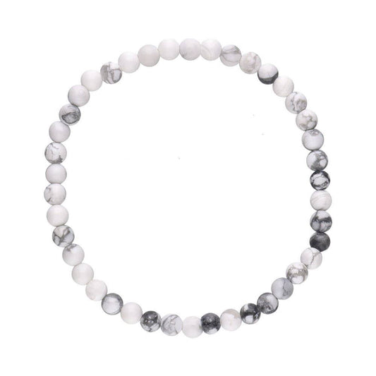 Pulsera Howlite, bola lisa, 4 mm