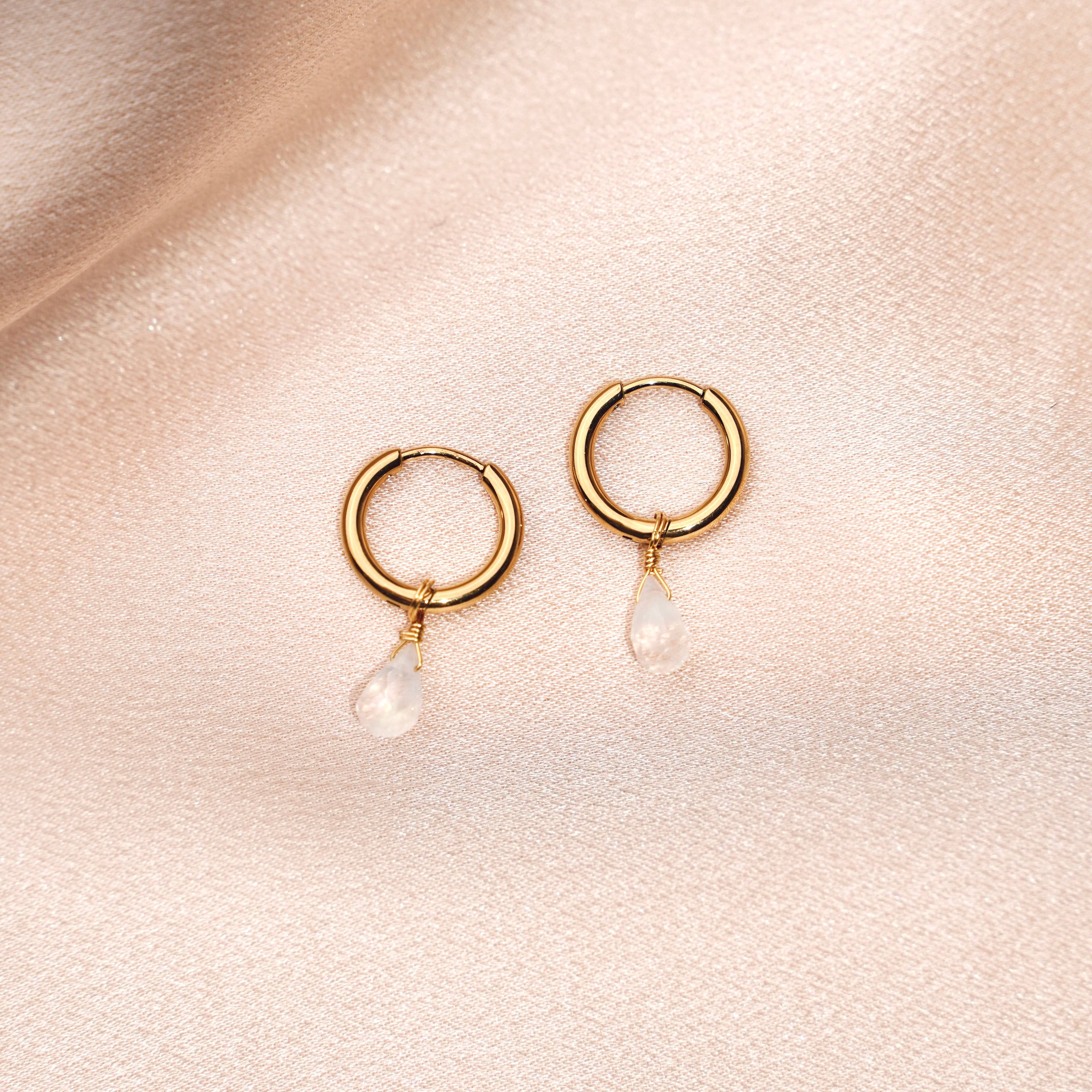 Pendientes colgantes de gota de cuarzo cristal