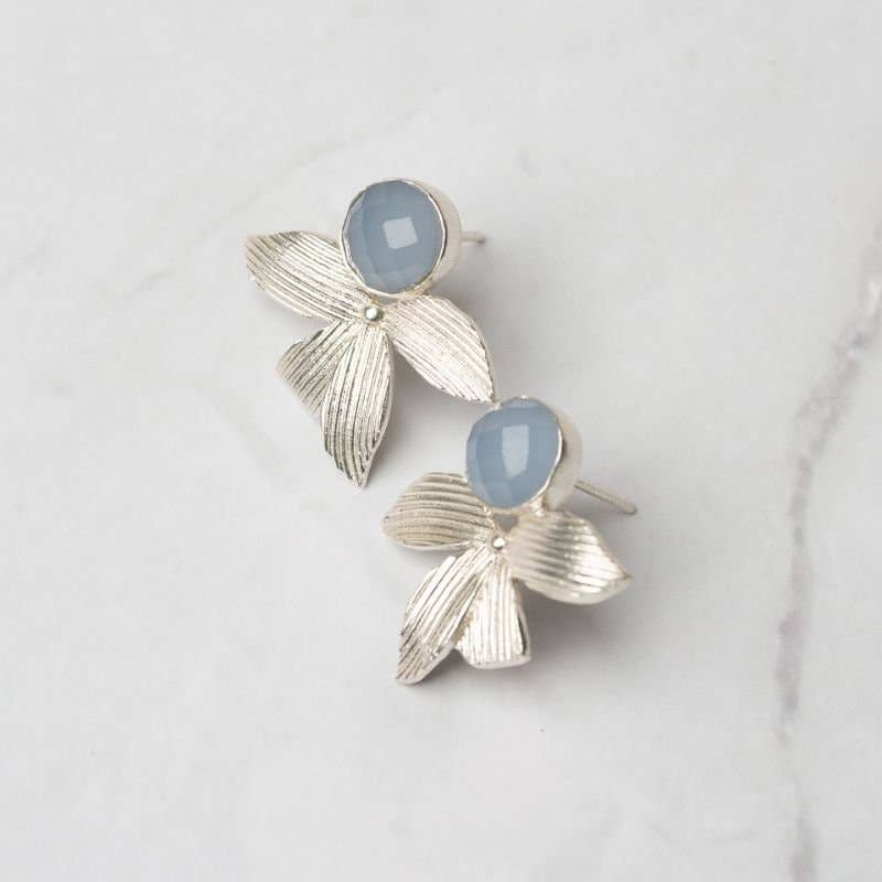 Pendientes Gràcia Plata - calcedonia azul