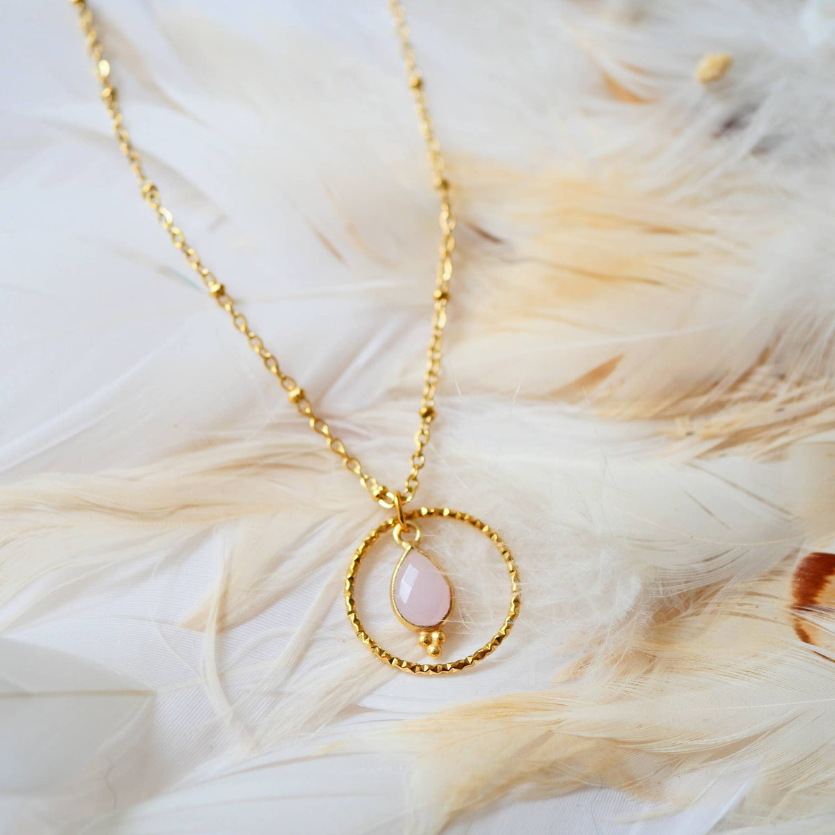 Collar Clementine en Acero Inoxidable – Cuarzo Rosa u Ojo de Tigre