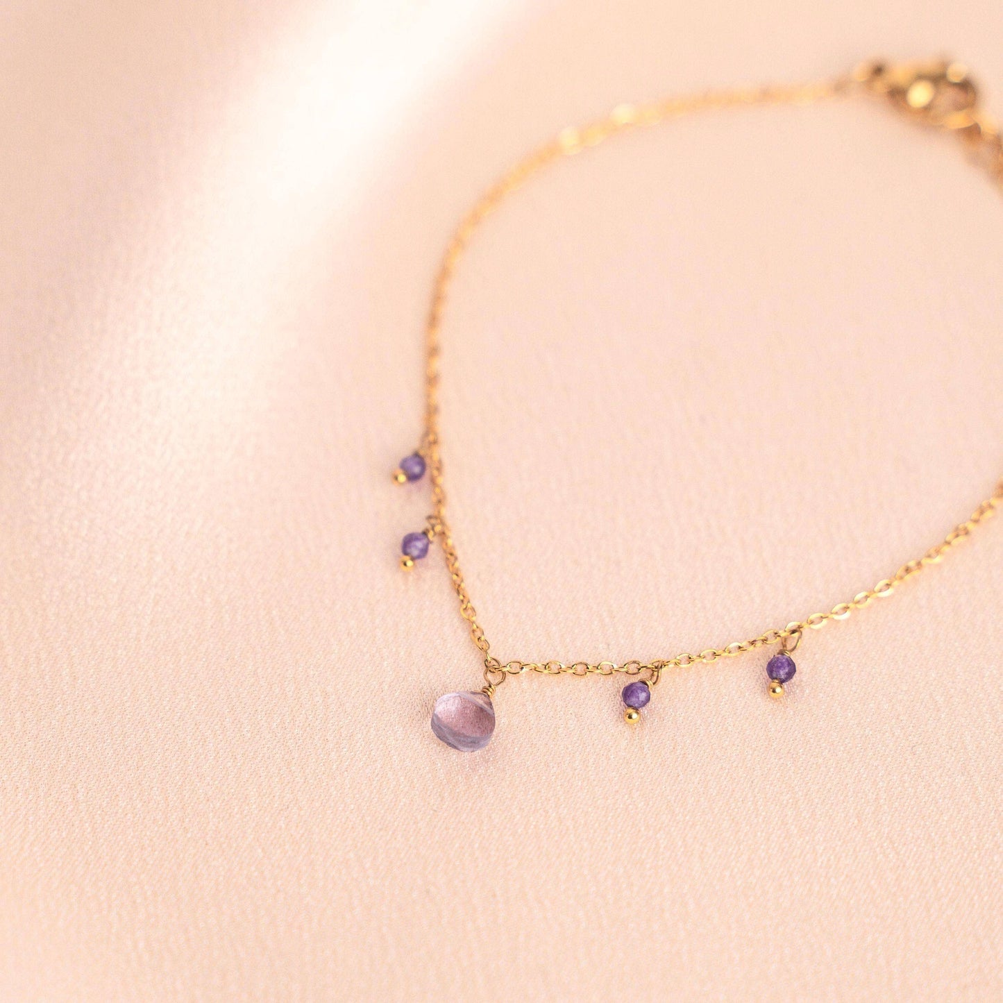 Pulsera Amatista acero inoxidable