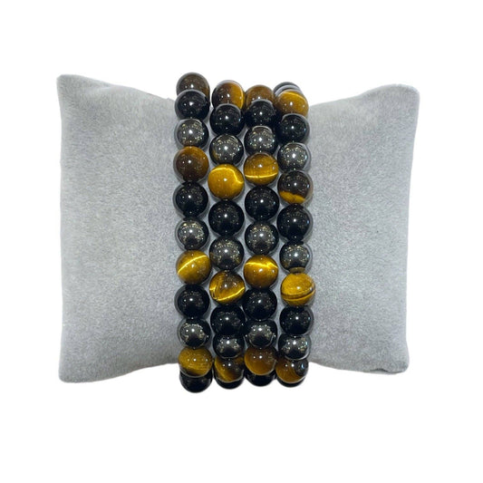 Pulsera Triple Protección Natural – Fuerza, Equilibrio y Energía Protectora