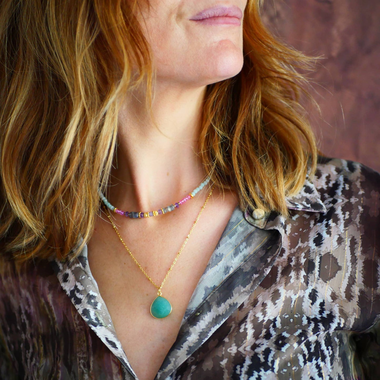 COLLAR BHADRAKI AMAZONITE