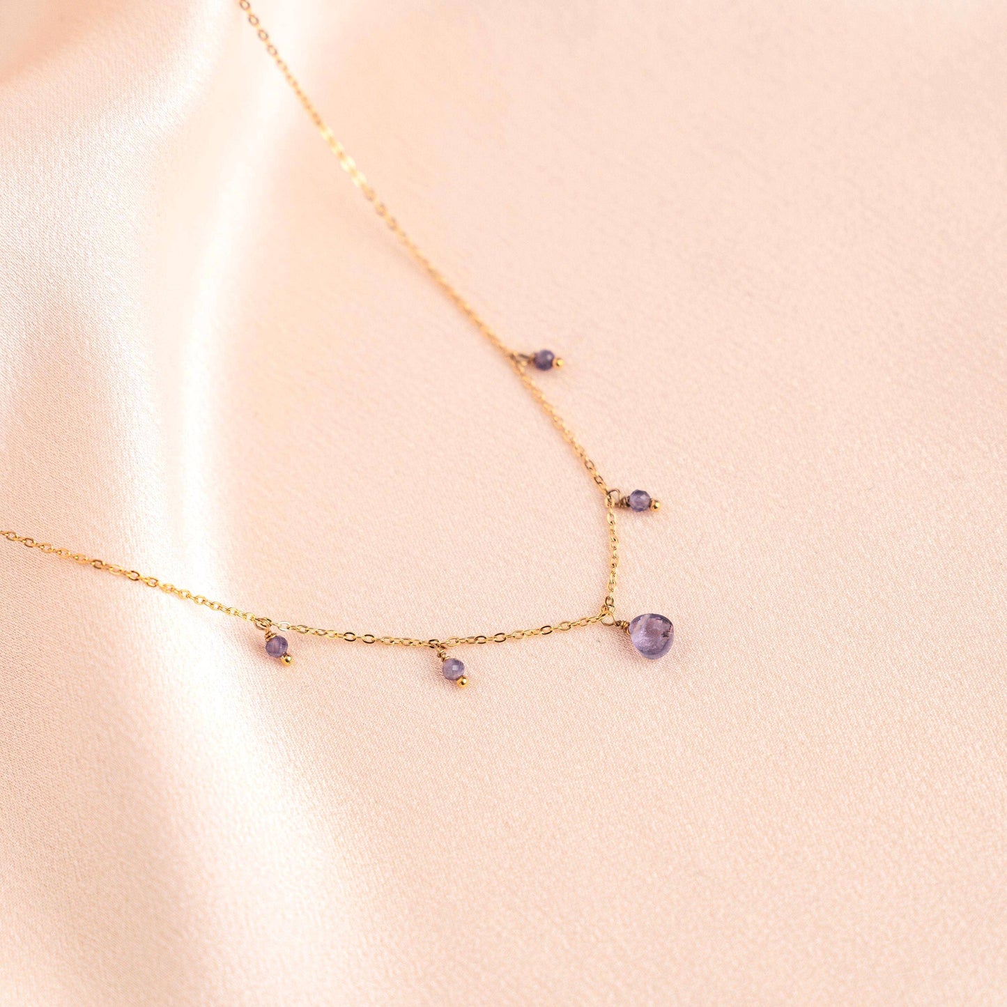 Collar de Amatista Natural para Mujer en Acero Inoxidable