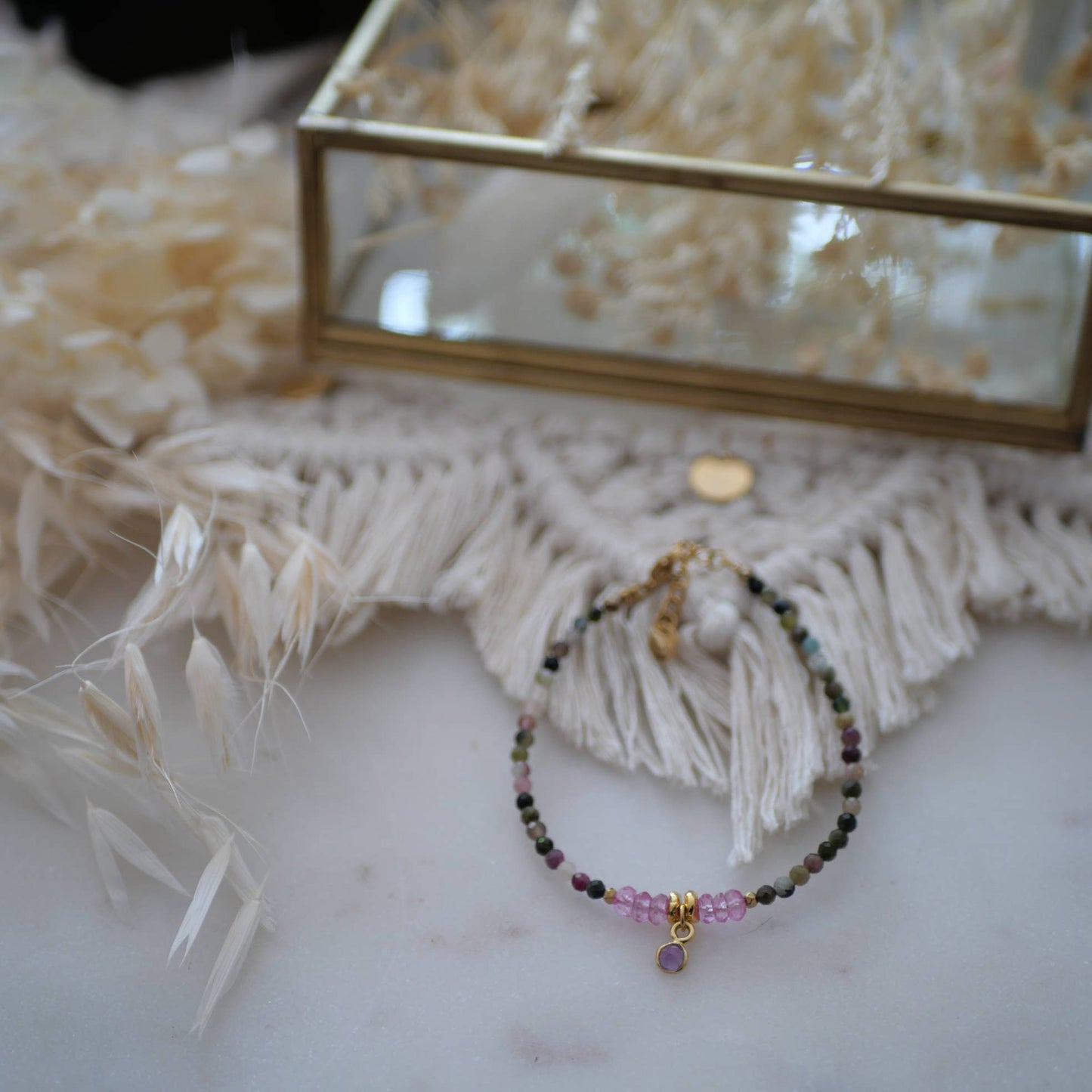 PULSERA KARISHMA TURMALINA Y TOPACIO ROSA