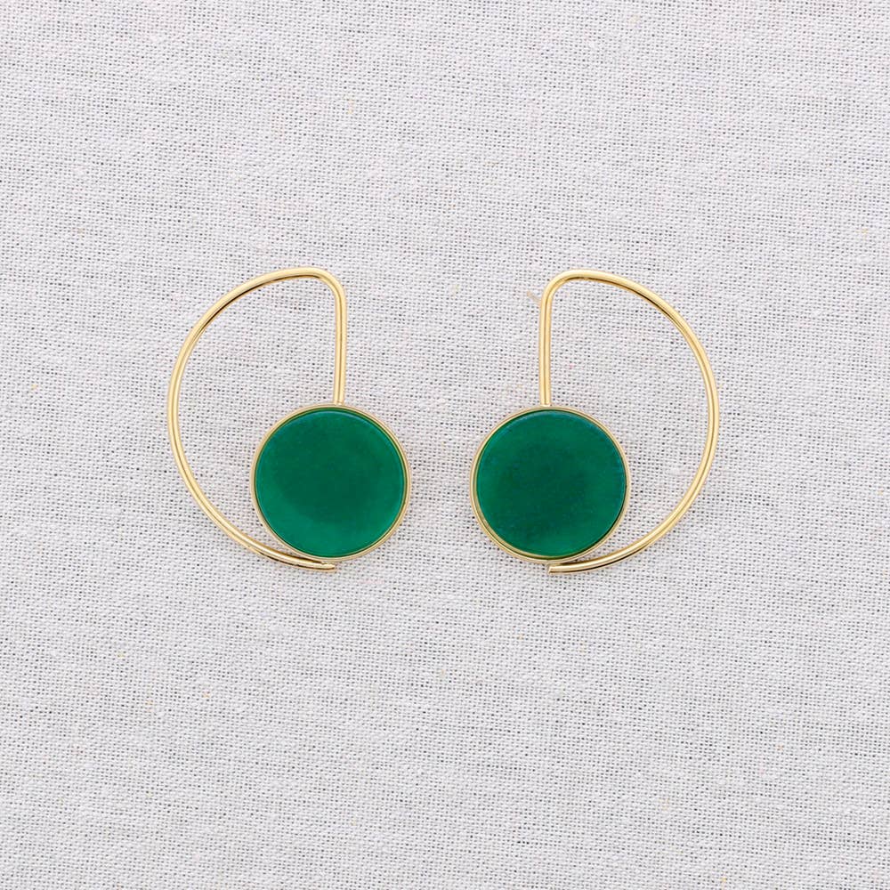 Pendientes Acero Forma Geometrica Piedra