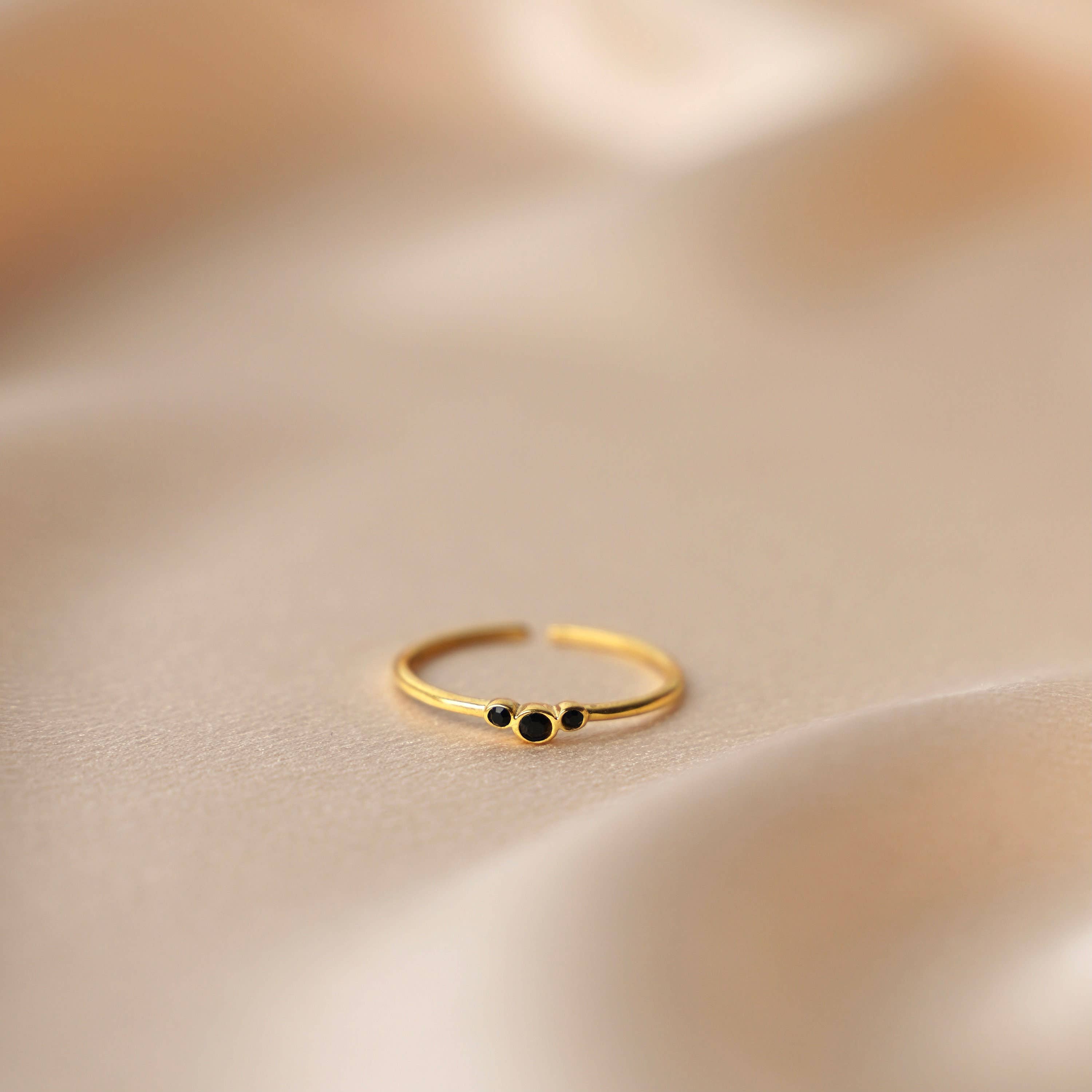 Anillo redondo de acero inoxidable para mujer con circonitas