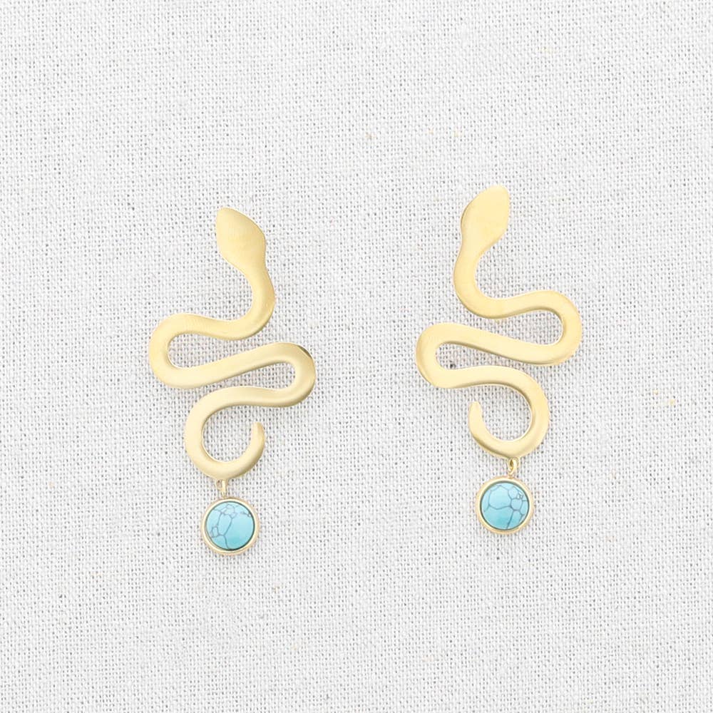 Pendientes Acero Serpiente Colgante Piedra