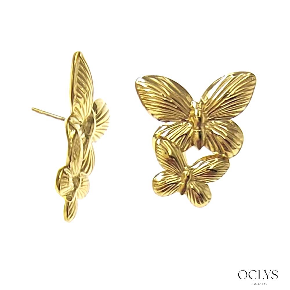 Pendientes mariposa de acero inoxidable Eurydice