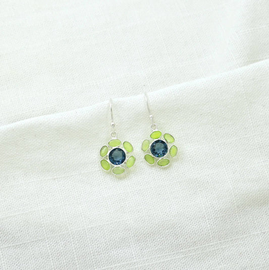 Pendientes de Iolita Azul y Jade Verde – Plata 925