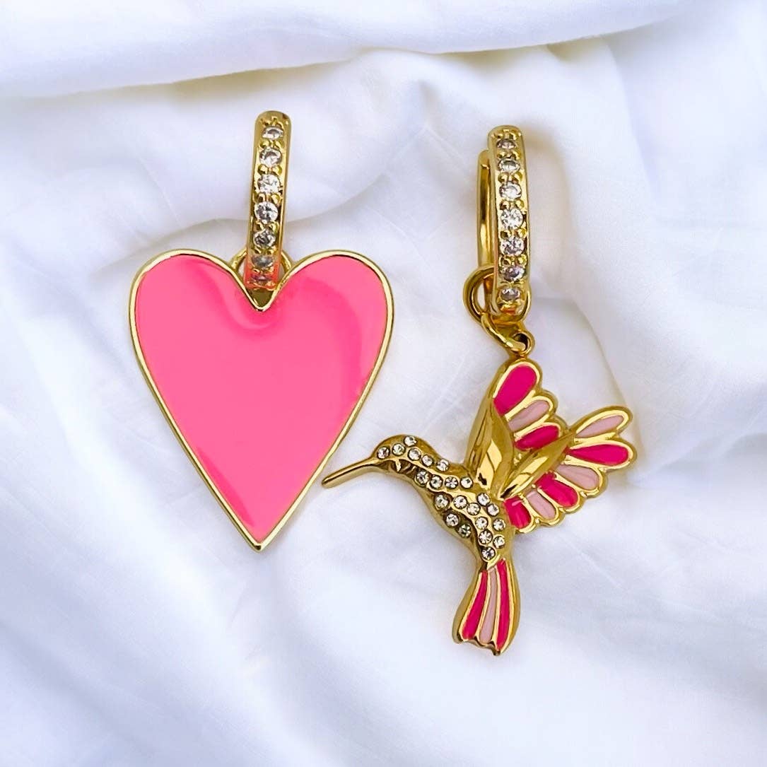 Pendientes de aro Pink Bird