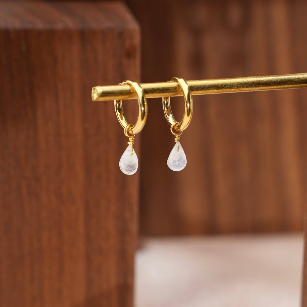 Pendientes colgantes de gota de cuarzo cristal