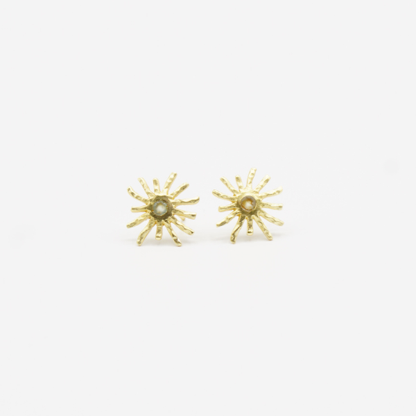 Pendientes mujer: Calcedonia. Chapados en oro.  Bisutería.