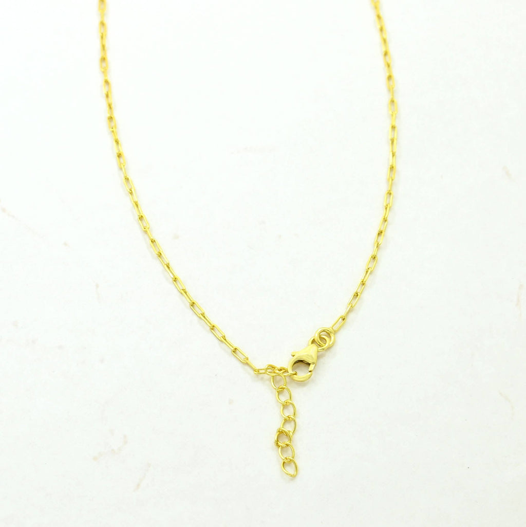 Collar de Piedra Preciosa Redonda en Plata de Ley 925 bañado en Oro - Labradorita