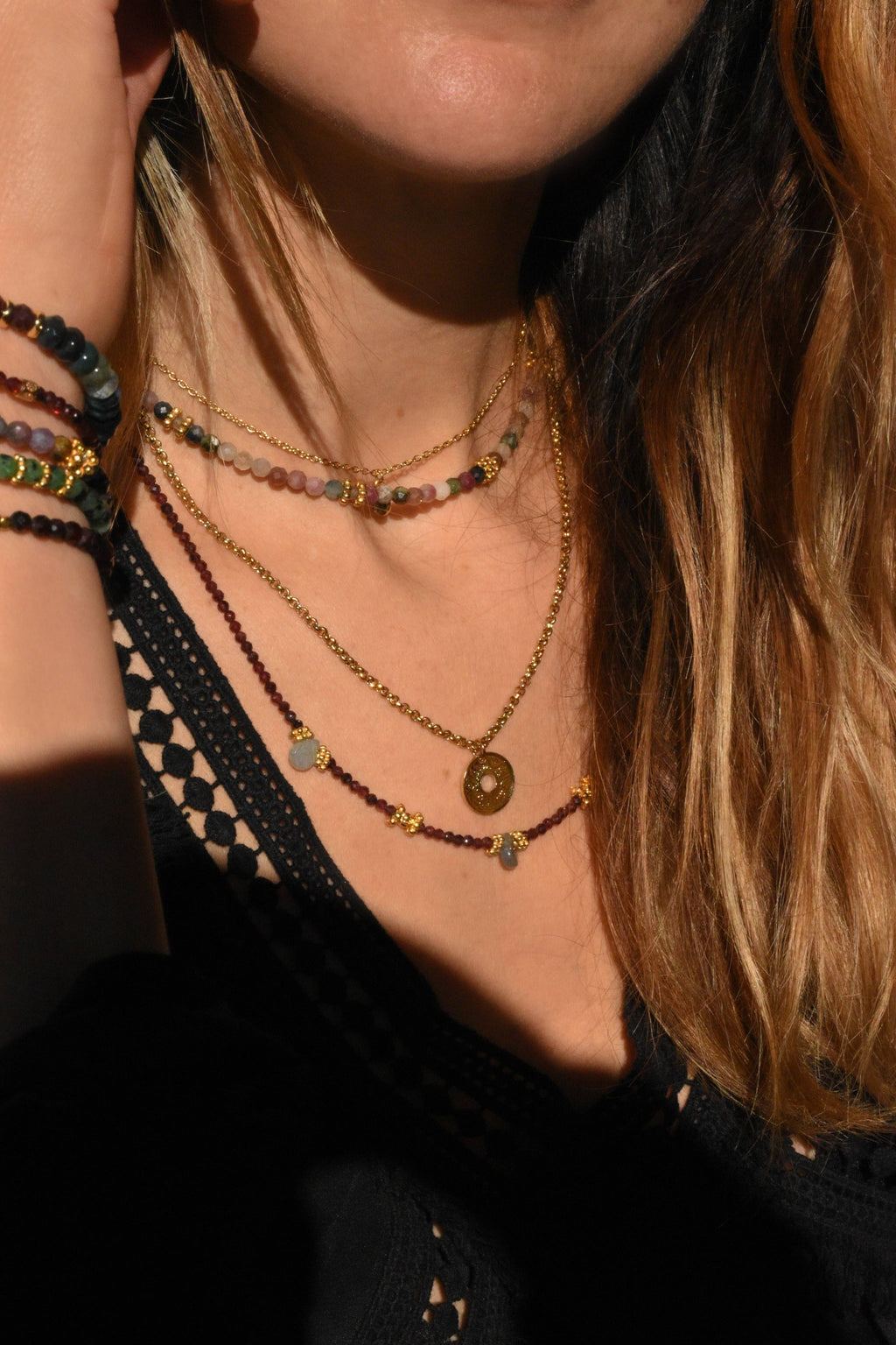 Collar PAOLA – Piedras Naturales (Granate, Apatita, Turquesa o Turmalina Multicolor)
