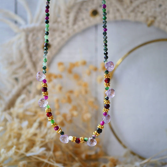 COLLAR MAHIMA RUBIS ZOISITA AMATISTA