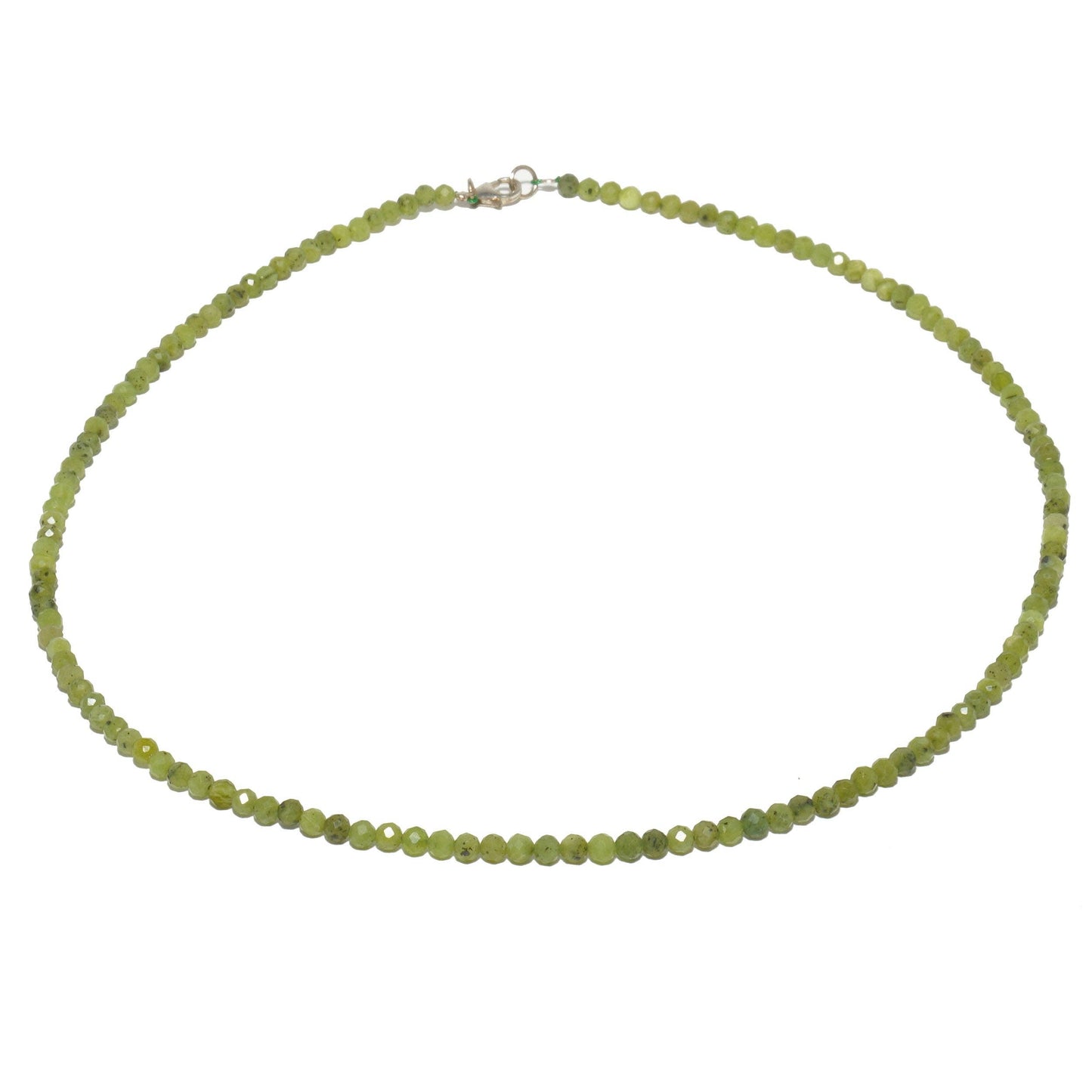 Collar de peridoto oscuro facetado de aproximadamente 3 mm con cierre de plata 925