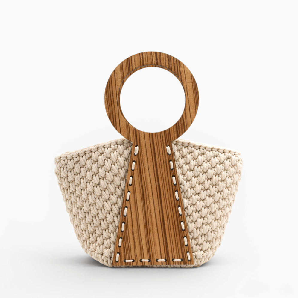 Bolso Nefele Mini con asas de madera de Zebrano