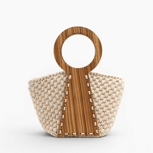 Bolso Nefele Mini con asas de madera de Zebrano