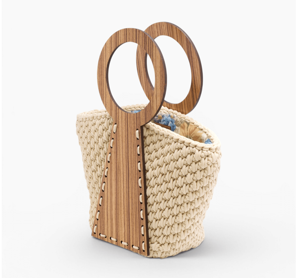 Bolso Nefele Mini con asas de madera de Zebrano