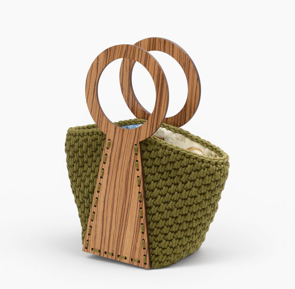 Bolso Nefele Mini con asas de madera de Zebrano