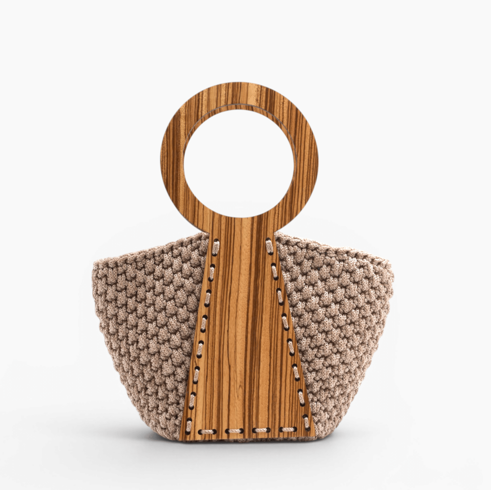 Bolso Nefele Mini con asas de madera de Zebrano